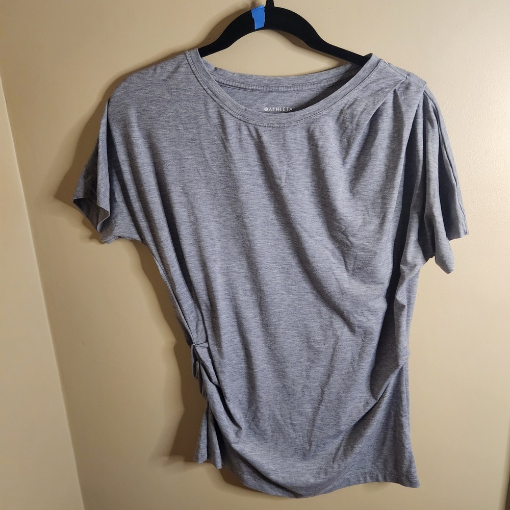 Athleta Essence Pleated Ruched Tee Small Gey